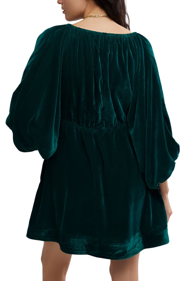 Portia Velvet Babydoll Minidress, Alternate, color, UNCUT EMERALD