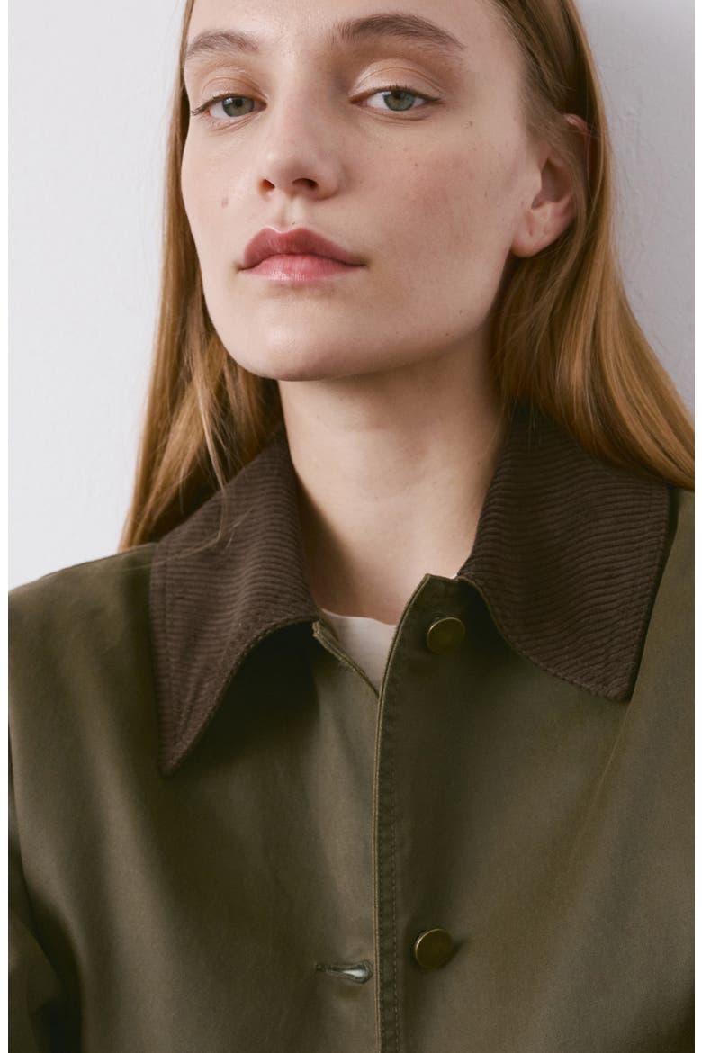 Corduroy Collar Denim Barn Jacket, Alternate, color, KHAKI GREEN