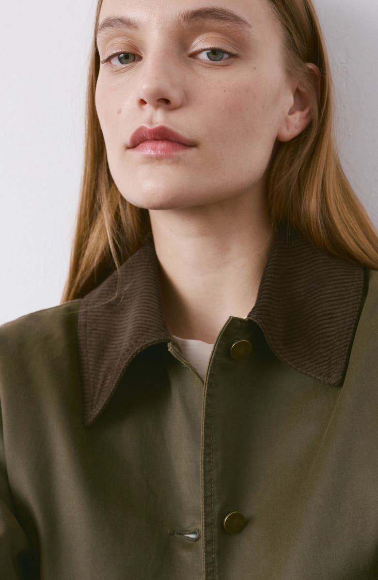 MANGO Corduroy Collar Denim Barn Jacket, Alternate, color, Khaki Green