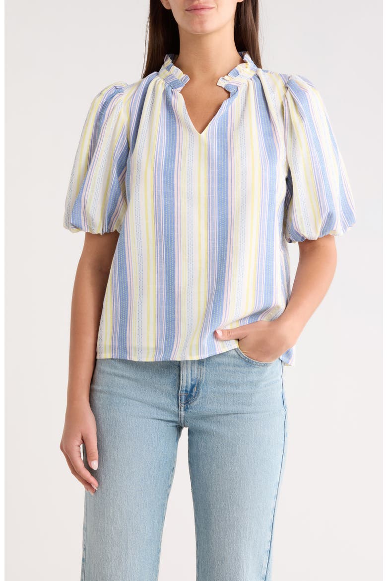 Vexie Stripe Gretna Puff Sleeve Top, Main, color, BLUE-MULTI