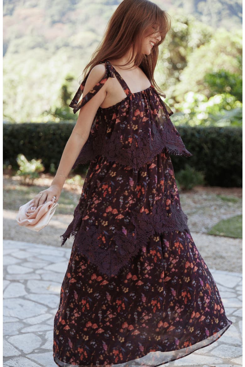 Lunella Floral Tiered Maxi Dress, Alternate, color, PLUM BLURRED FLORAL