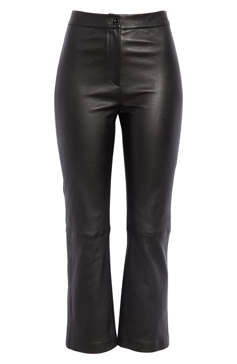 St. John Collection Stretch Nappa Leather Crop Pants, Alternate, color, 