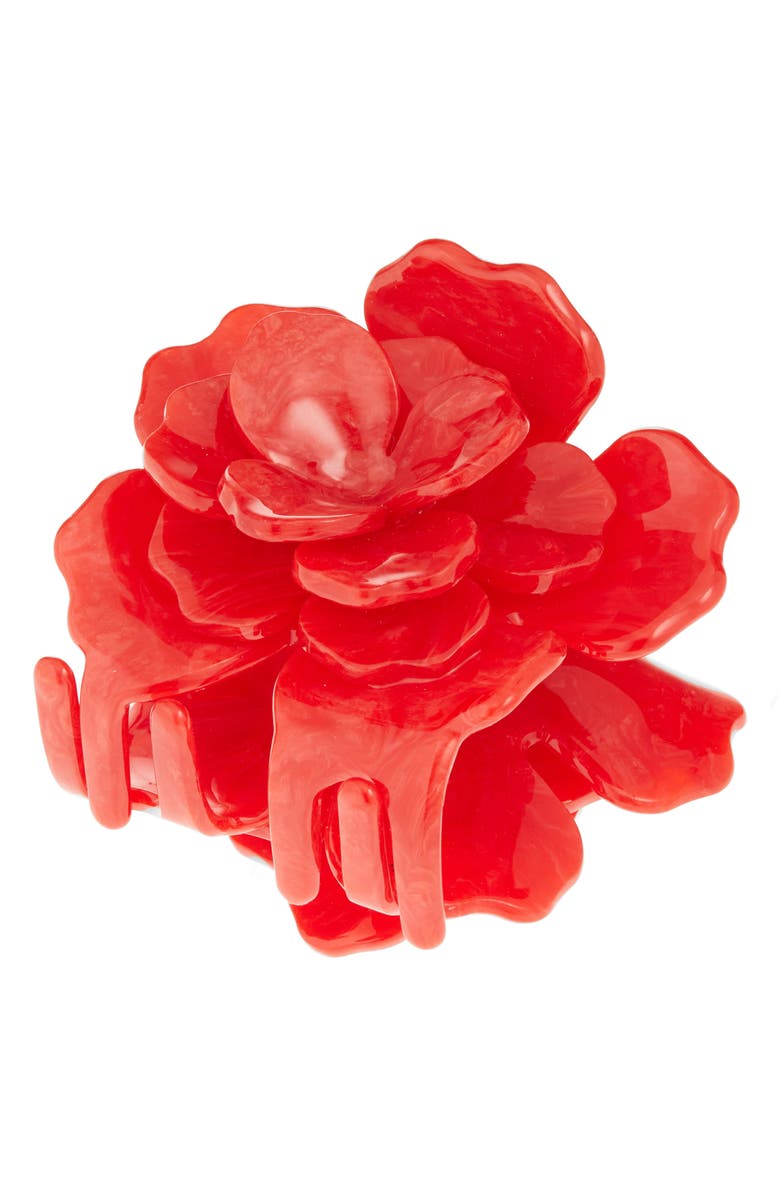 Solar Eclipse Origami Gardenia Claw Clip, Main, color, Red