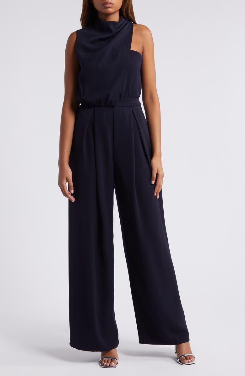 Black Halo Floella Asymmetric Jumpsuit, Main, color, Navy