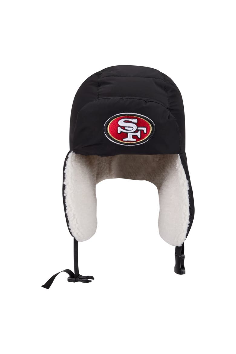 Men's New Era x Alpha Industries  Black San Francisco 49ers Puffer Quilted Trapper Hat, Alternate, color, Black