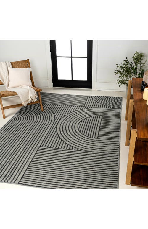 Jonathan Y Zephyr Mid-century Modern Arch Stripe Reversible Machine-washable Indoor/outdoor Area Rug In Brown