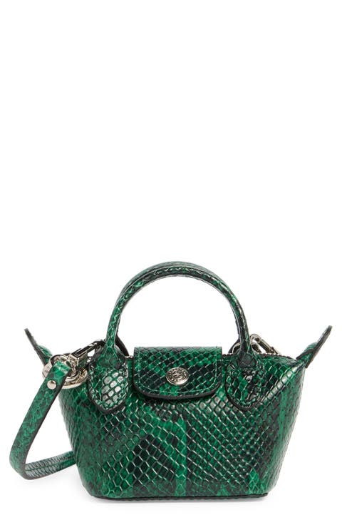 Le Pliage Cuir Croc Embossed Extra Small Crossbody Bag
