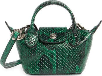 Le Pliage Cuir Croc Embossed Extra Small Crossbody Bag