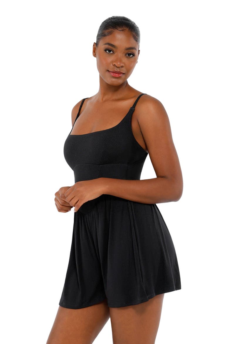 Shapewear Modal Tummy Control Wide-Leg Romper, Alternate, color, Midnight Black