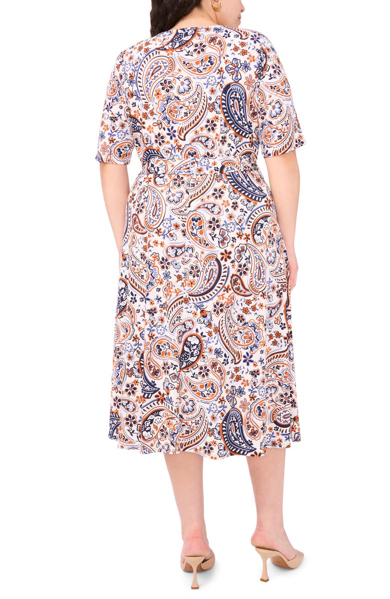 Vince Camuto Tie Front Midi Dress, Alternate, color, New Ivory