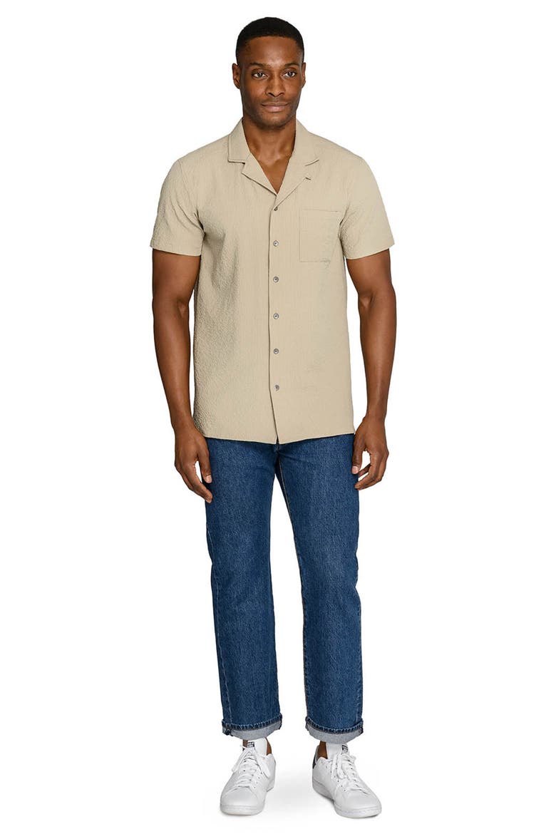 Seersucker Camp Shirt, Alternate, color, TAN