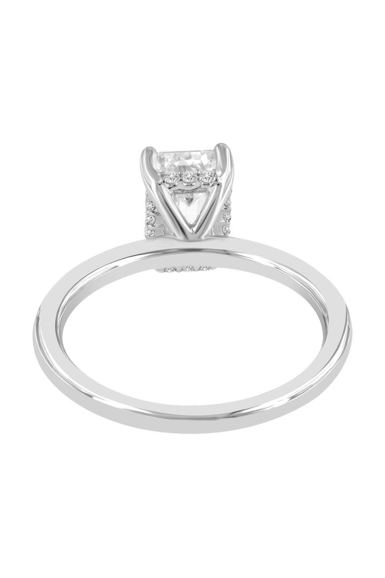 Empress 14K White Gold Emerald Cut Lab Grown Diamond Hidden Halo Engagement Ring - 1.6 ctw, Alternate, color, 14K White Gold