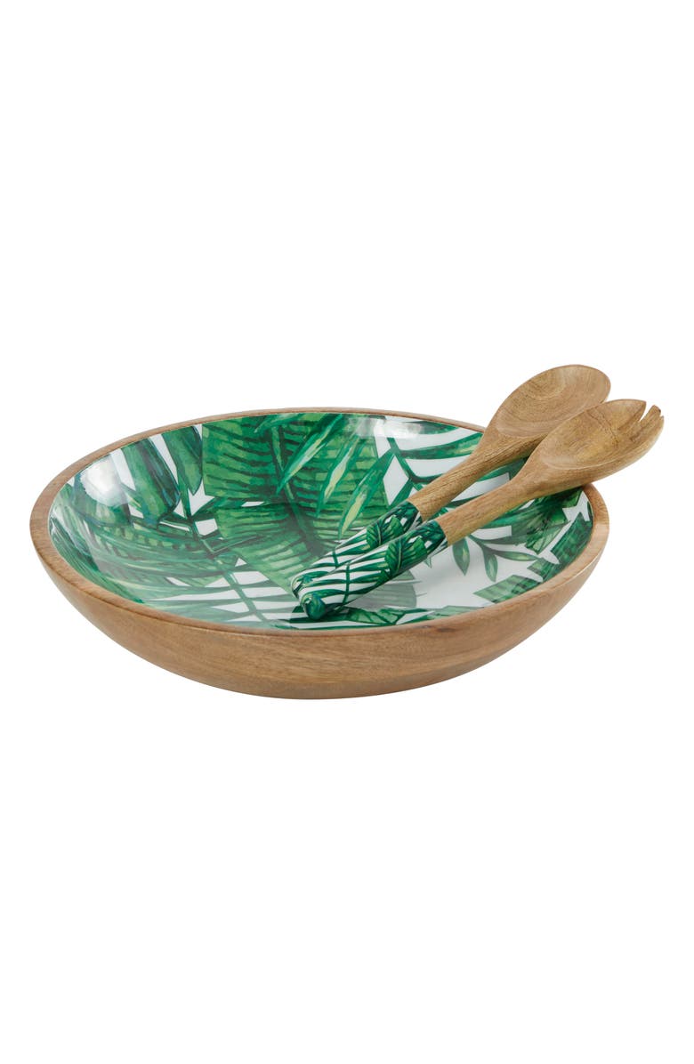 GINGER BIRCH STUDIO Palm Salad Bowl & Servers Set, Alternate, color, 