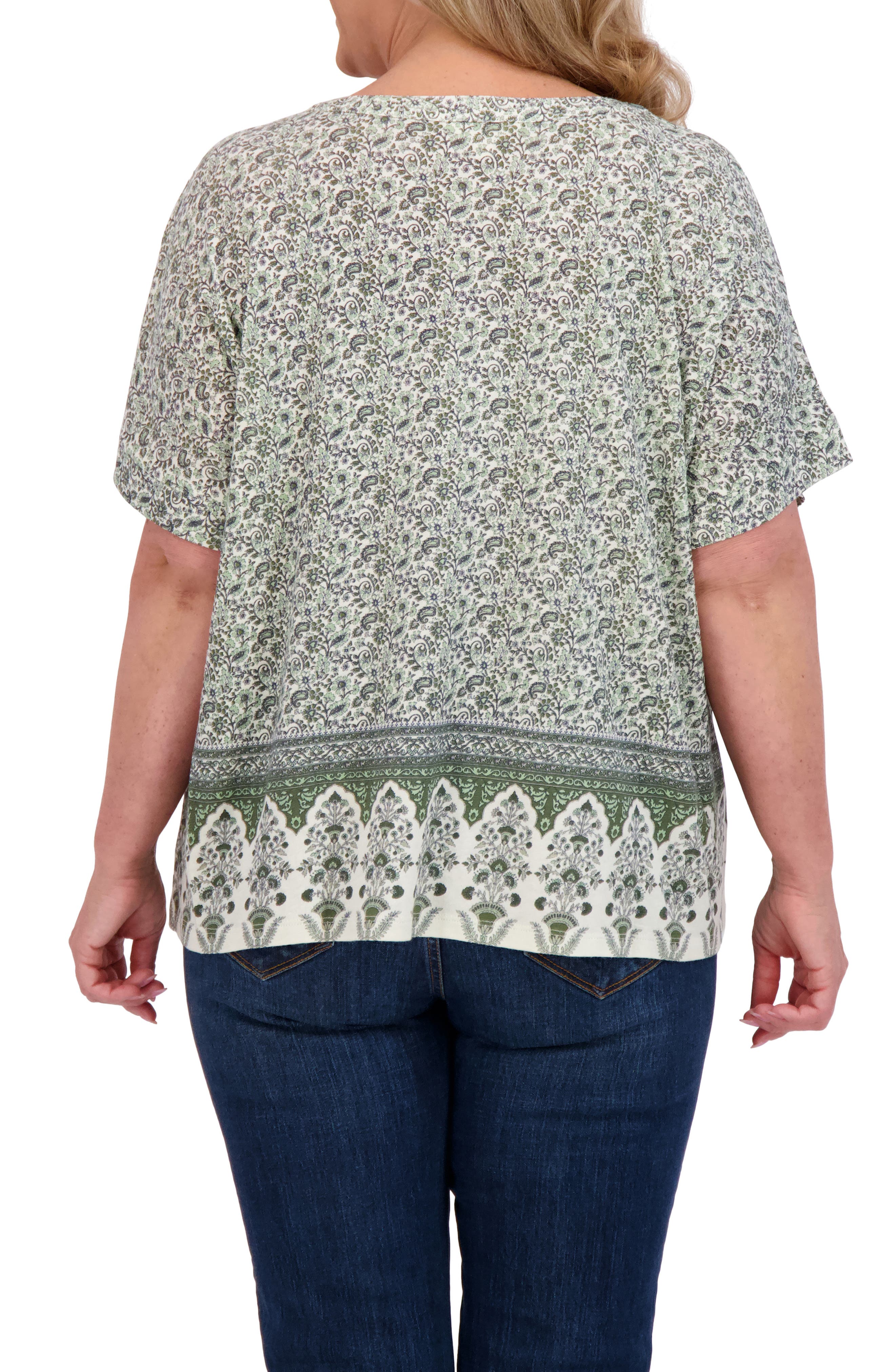 Lucky Brand Persian Carpet Print Short Sleeve Top (Women) | Nordstromrack