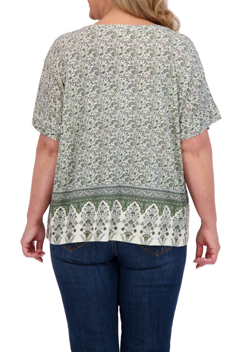 Persian Carpet Print Short Sleeve Top, Alternate, color, GREEN MULTI