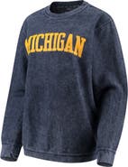 PRESSBOX Women's Pressbox Navy Michigan Wolverines Comfy Cord Vintage Wash Basic Arch Pullover Sweatshirt