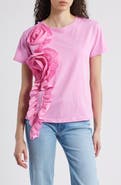 NIKKI LUND Peony Floral Appliqué Top