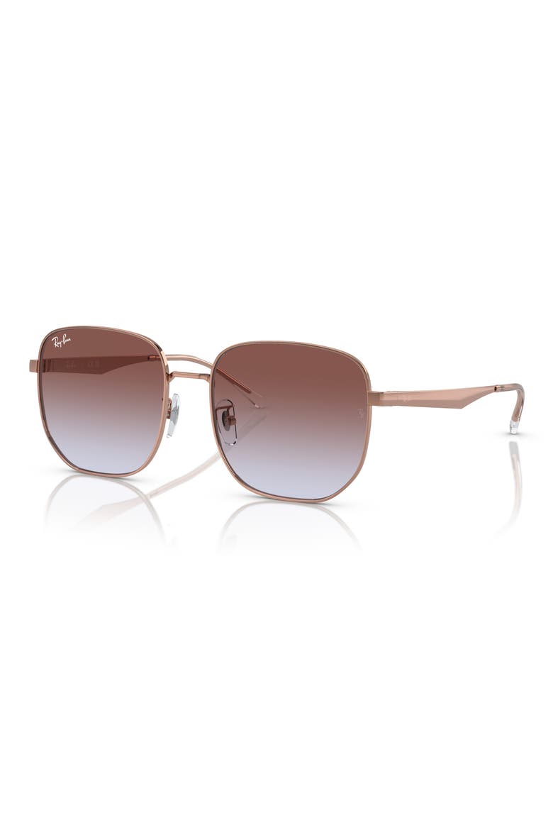 57mm Gradient Irregular Sunglasses, Alternate, color, ROSE GOLD / LIGHT BLUE VIOLET