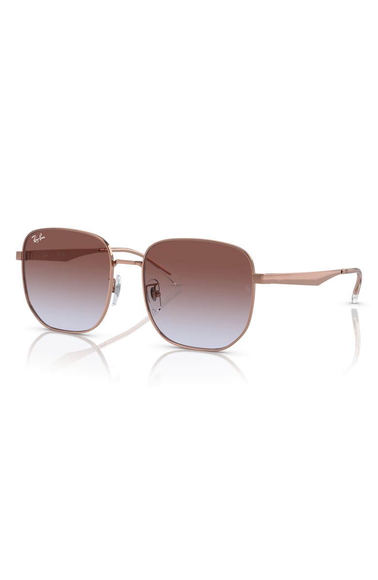 Ray-Ban 57mm Gradient Irregular Sunglasses, Alternate, color, Rose Gold / Light Blue Violet