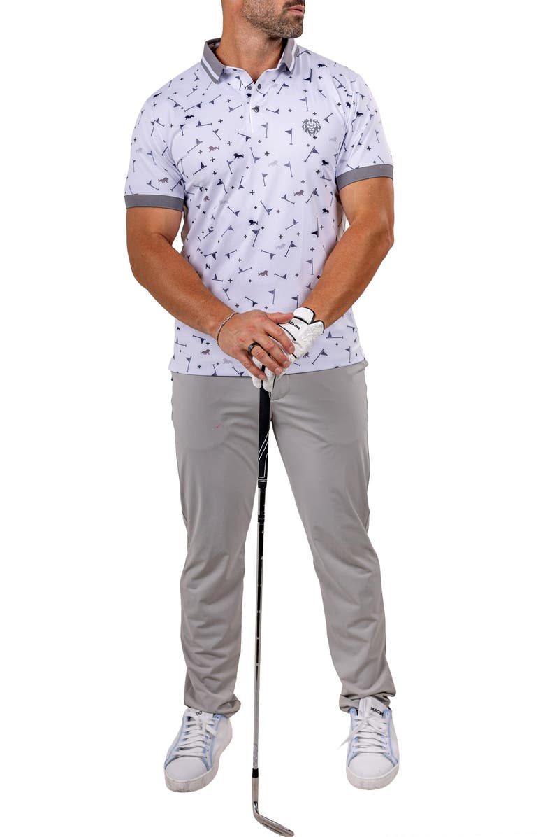 Maceoo Ascension0039 White Golfer Print Stretch Nylon Polo, Alternate, color, White