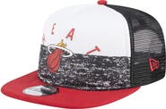 New Era Men's New Era Black Miami Heat Arch A-Frame Trucker 9FIFTY Snapback Hat