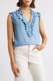 Wit & Wisdom Ruffle Accent Sleeveless Top
