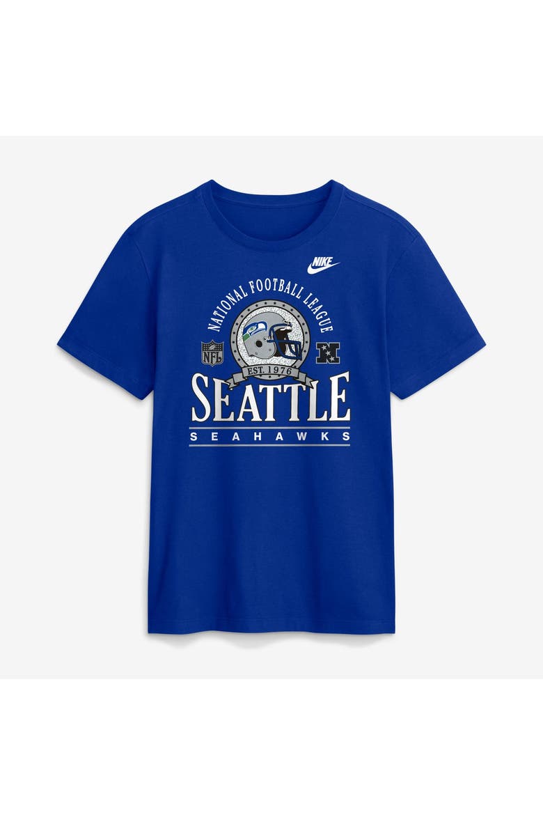 Men's Nike Royal Seattle Seahawks Rewind Team Spirit Essential Cotton T-Shirt, Alternate, color, Royal