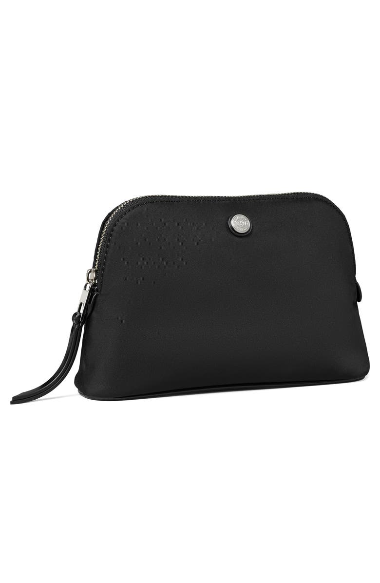 Tory Burch Small Dome Nylon Cosmetic Case, Alternate, color, Black