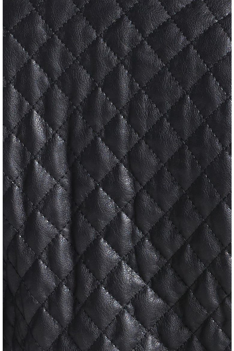 Quilted Faux Leather Moto Jacket, Alternate, color, BLACK