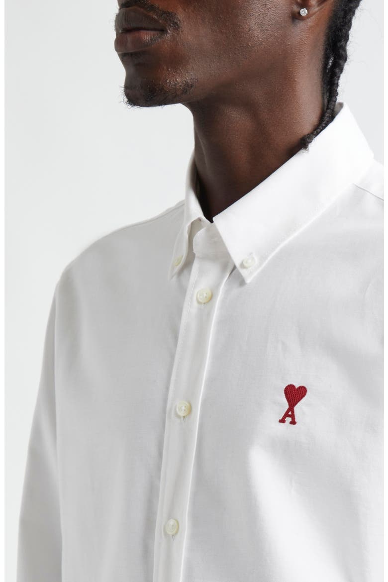 Ami De Coeur Cotton Oxford Button-Down Shirt, Alternate, color, 168 BLANC NATUREL