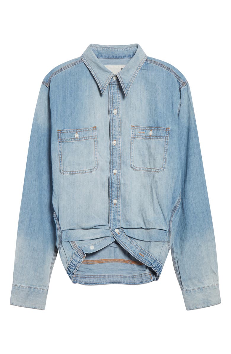 R13 Wrap Around Denim Work Shirt, Alternate, color, River Blue