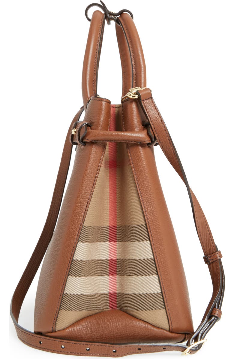 Burberry Medium Banner House Check Leather Tote, Alternate, color,