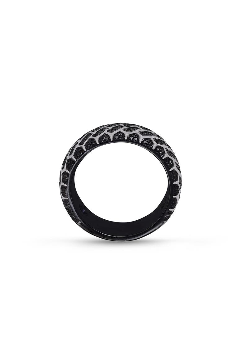 Racer Swag Tire Tread Sterling Silver & Black Diamond Ring, Alternate, color, Dark Grey