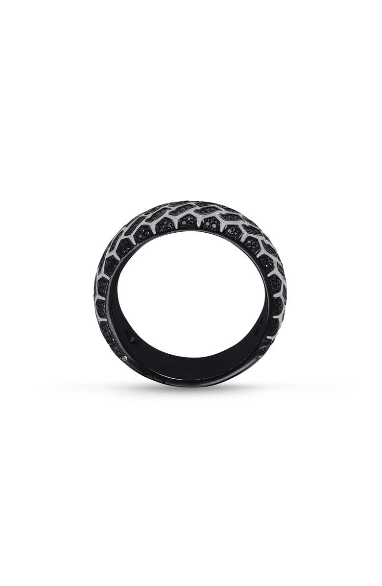 LuvMyJewelry Racer Swag Tire Tread Sterling Silver & Black Diamond Ring, Alternate, color, Dark Grey