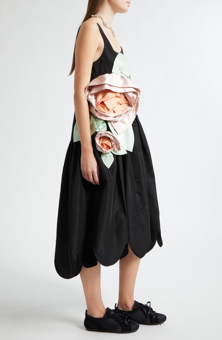 Simone Rocha Pressed Rosette Tilted Neck Dress, Alternate, color, Black/ Multi