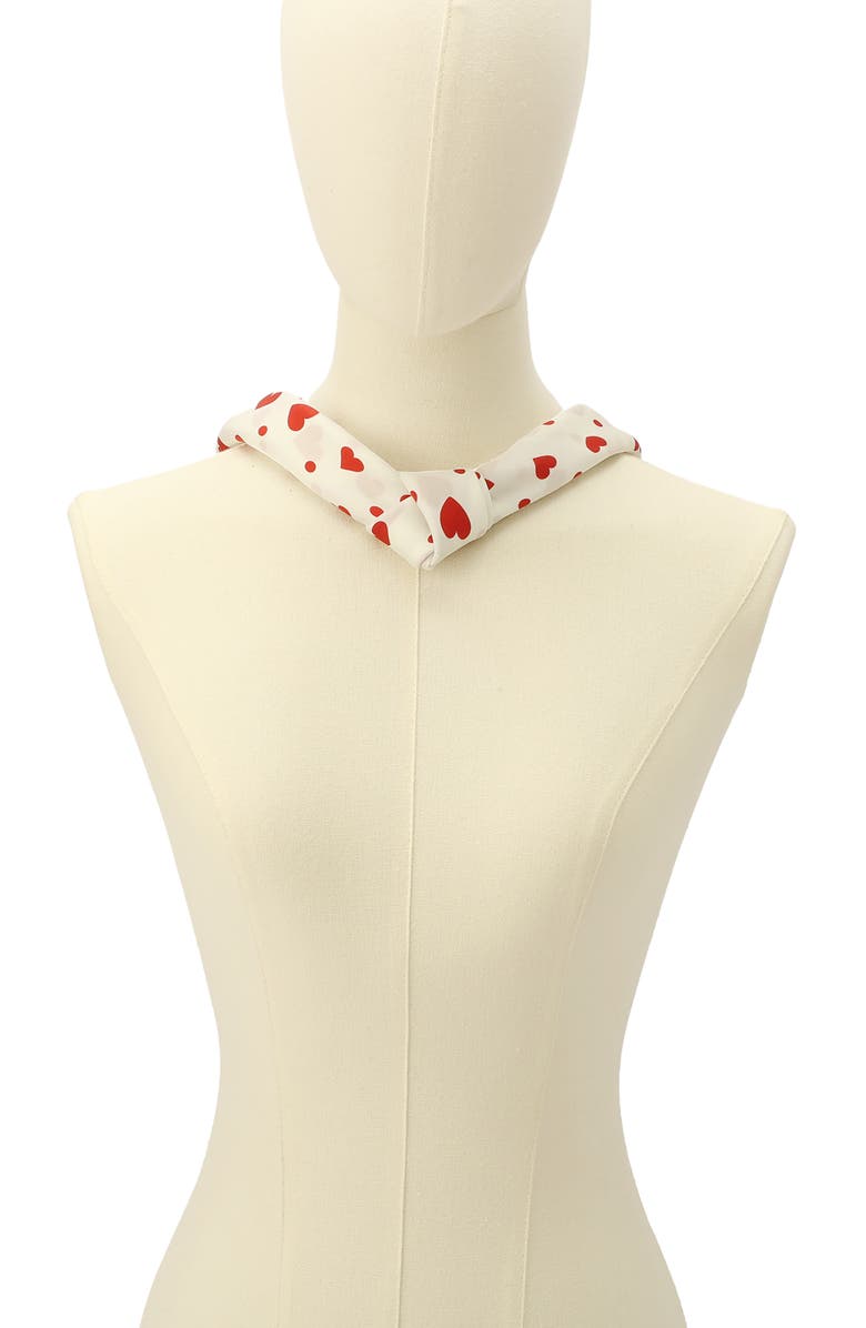 Kate Spade New York Heart Toss Silk Bandana, Alternate, color, Red/ Cream