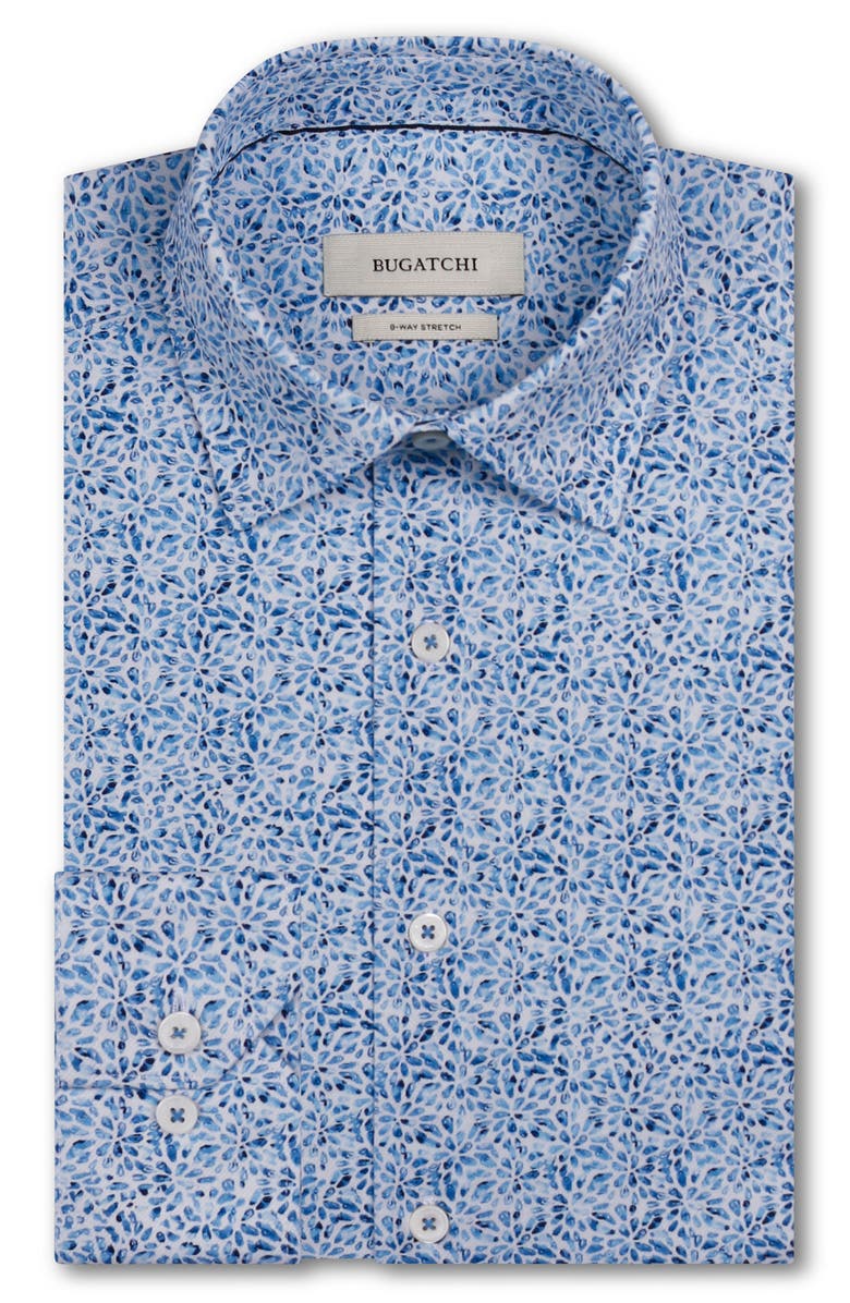 Bugatchi James OoohCotton<sup>®</sup> Watercolor Floral Twill Button-Up Shirt, Alternate, color, Classic Blue
