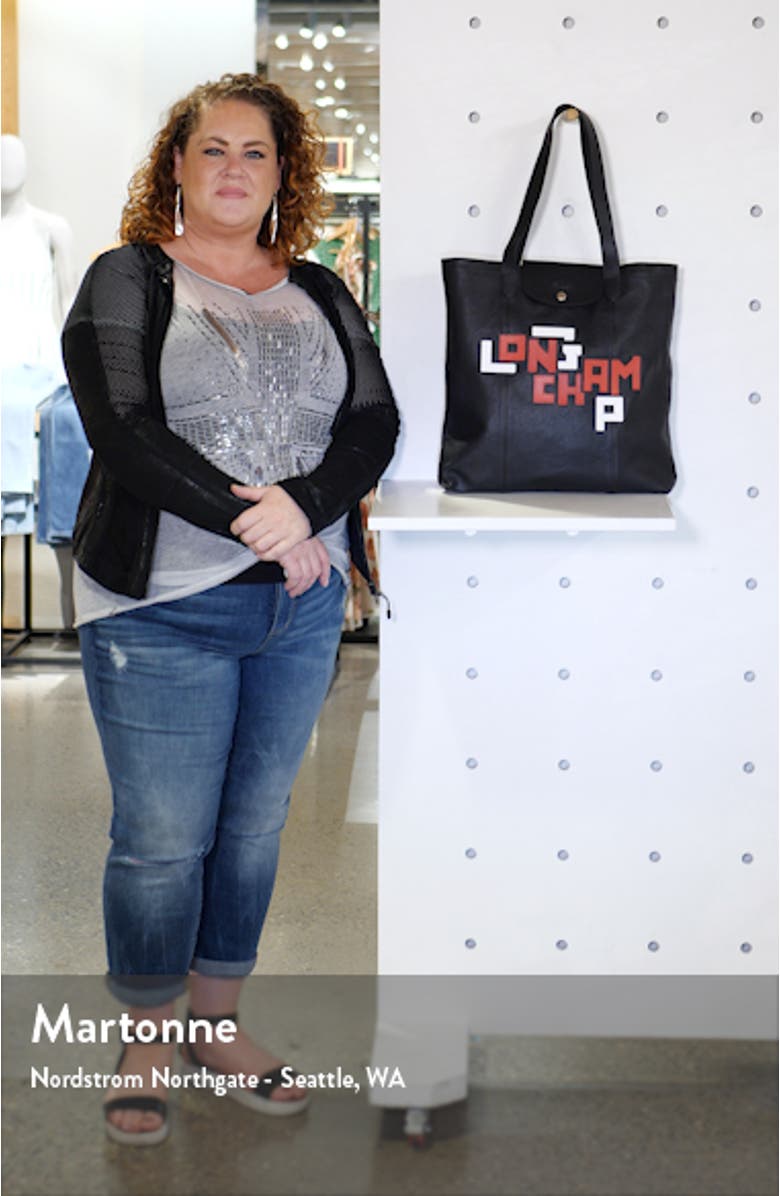 Large Le Pliage Logo Leather Tote, sales video thumbnail