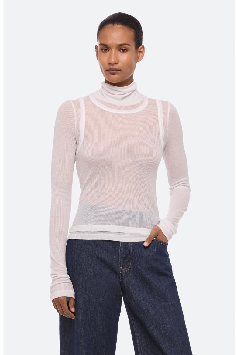 Sheer Long Sleeve Turtleneck Top, Alternate, color, OPTIC WHITE