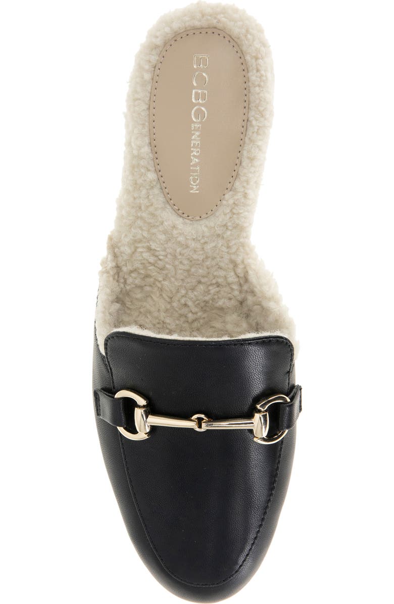 BCBGeneration Zorie 4 Faux Shearling Lined Bit Mule, Alternate, color, Black/ Faux Shearling