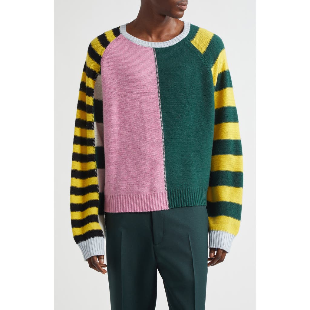 Stockholm Surfboard Club Jari Colorblock Merino Wool Blend Sweater In Pink Multicolor