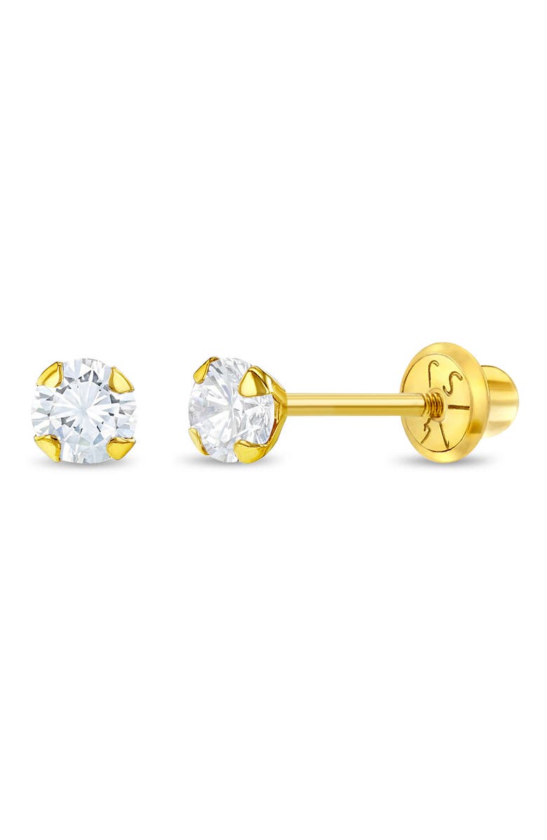 In Season Jewelry 14k Flush Cubic Zirconia Solitaire Earrings, Main, color, Gold