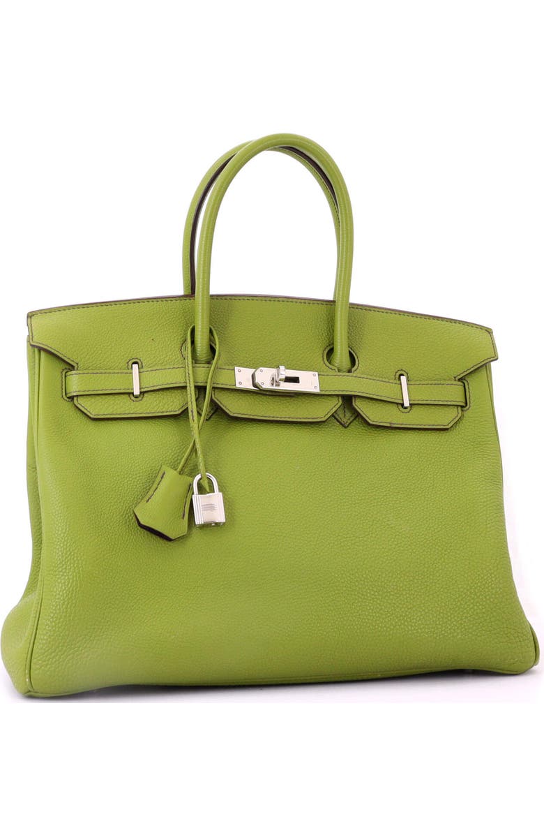 Pre-Owned Hermes Birkin Handbag Verso Togo with Palladium Hardware 35, Alternate, color, Verso - Vert Anis/Raisin