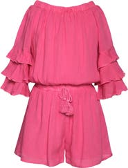 Truly Me Kids' Tiered Ruffle Sleeve Romper