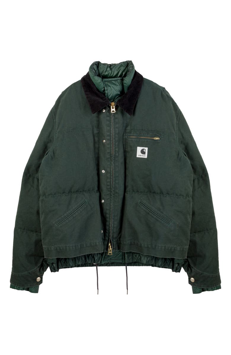 Sacai Carhartt WIP Washed Duck Canvas Down Puffer Jacket, Main, color, Green