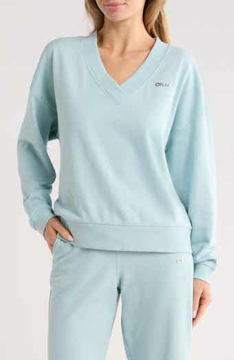 Metallic Logo V-Neck French Terry Sweatshirt