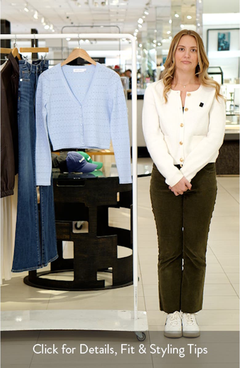 Pointelle V-Neck Crop Cardigan, sales video thumbnail