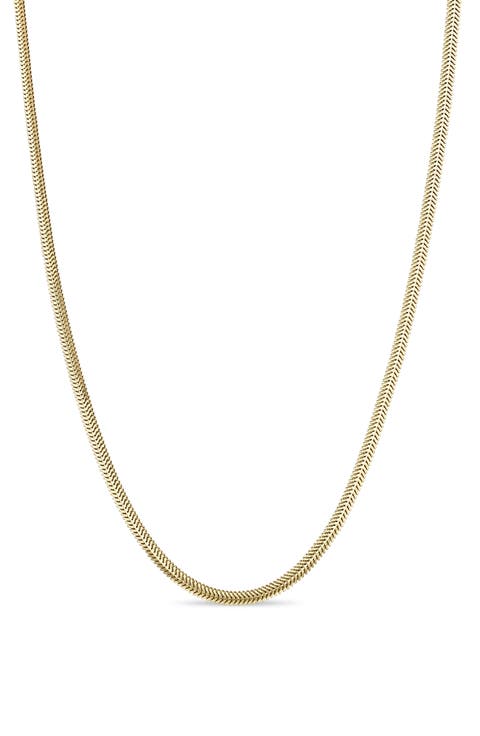 14K Gold Flat Snake Chain Necklace
