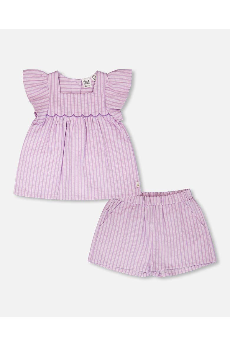 Stripes Top and Short Set, Main, color, Lavender Stripes