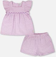 Deux par Deux Stripes Top and Short Set